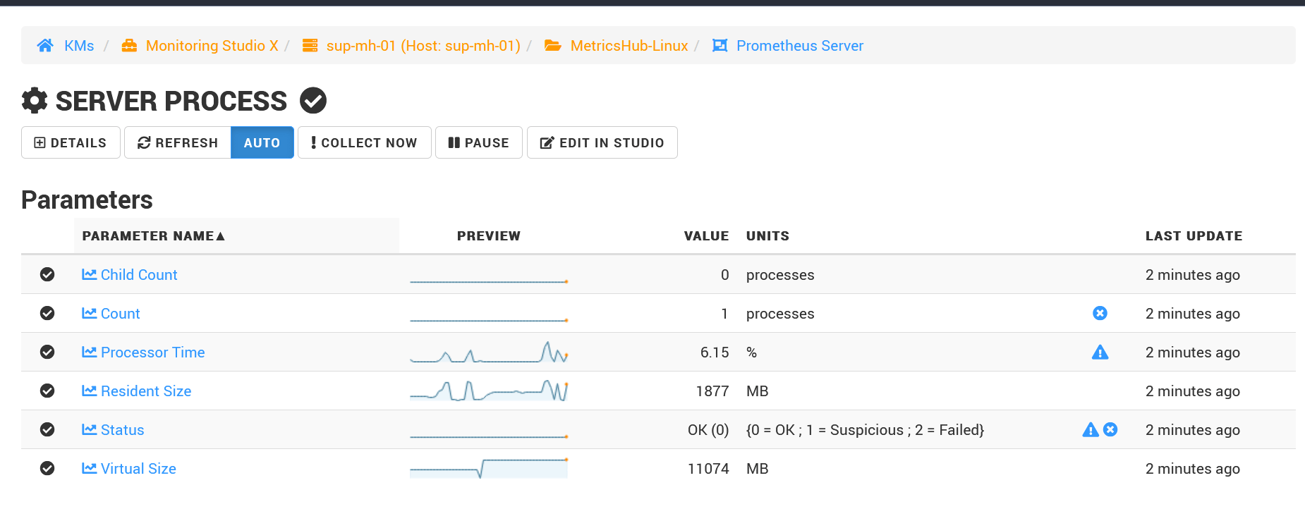 MetricsHub load testing Prometheus process